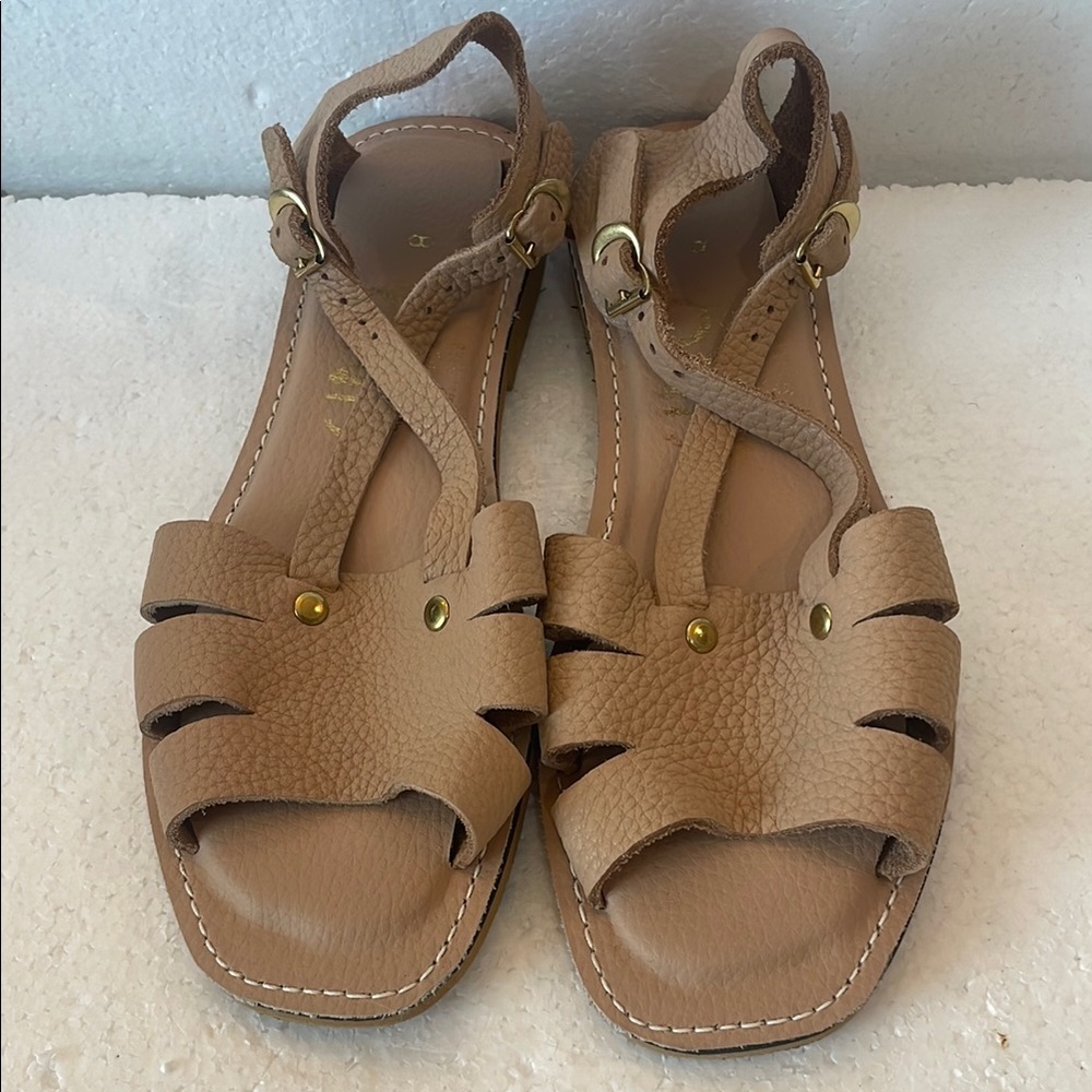 Kino Key West Tan Leather Sandals women’s size 8